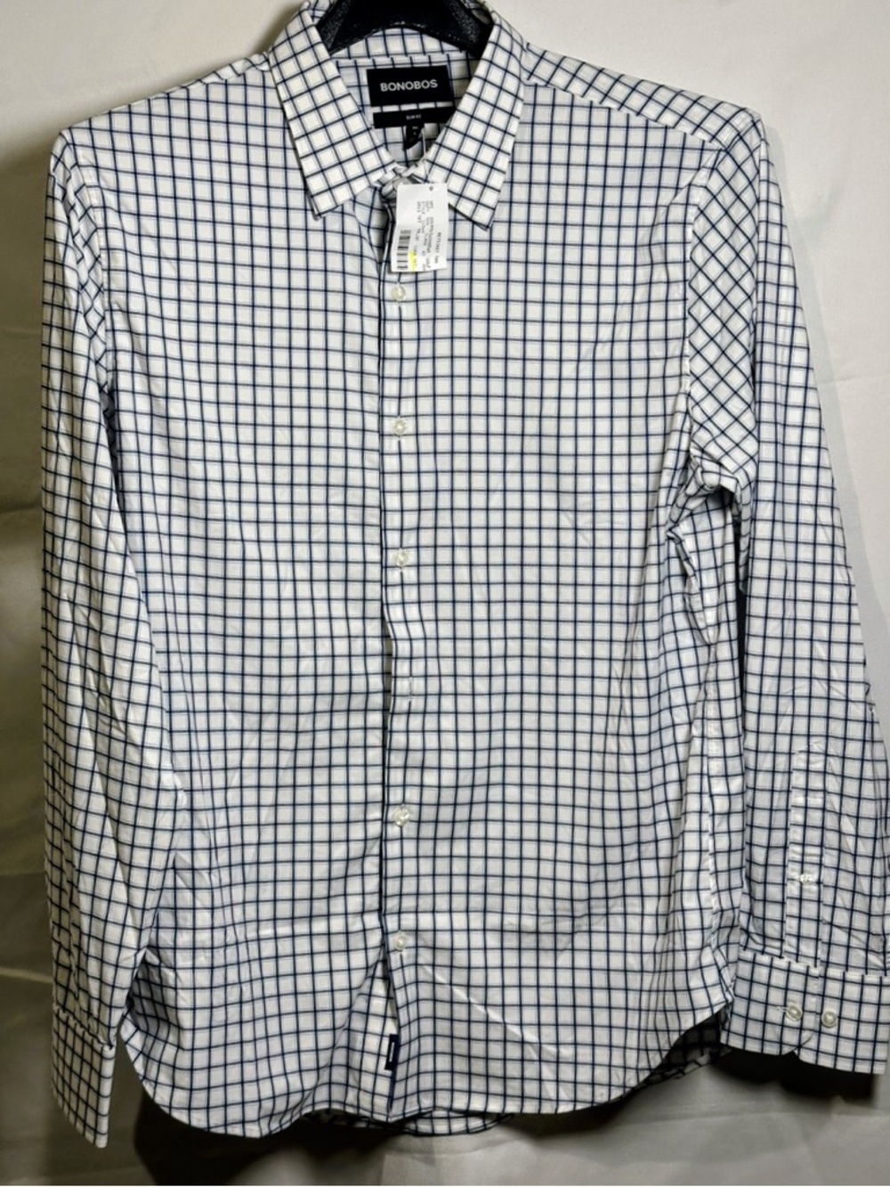 Bonobos Navy Windowpane Check Long-Sleeve Dress Shirt